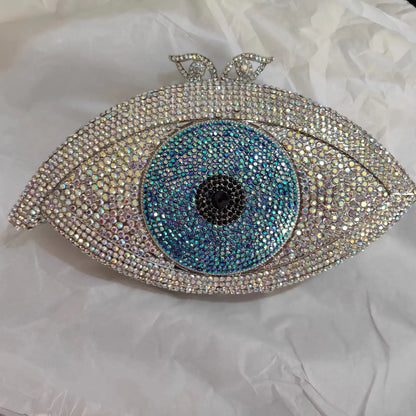 Cocktail Party Grey AB Evil Eyes Handbag Woman Diamond Crystal Cocktail Prom Evening Purse Wedding Bridal Banquet Rhinestone Bag
