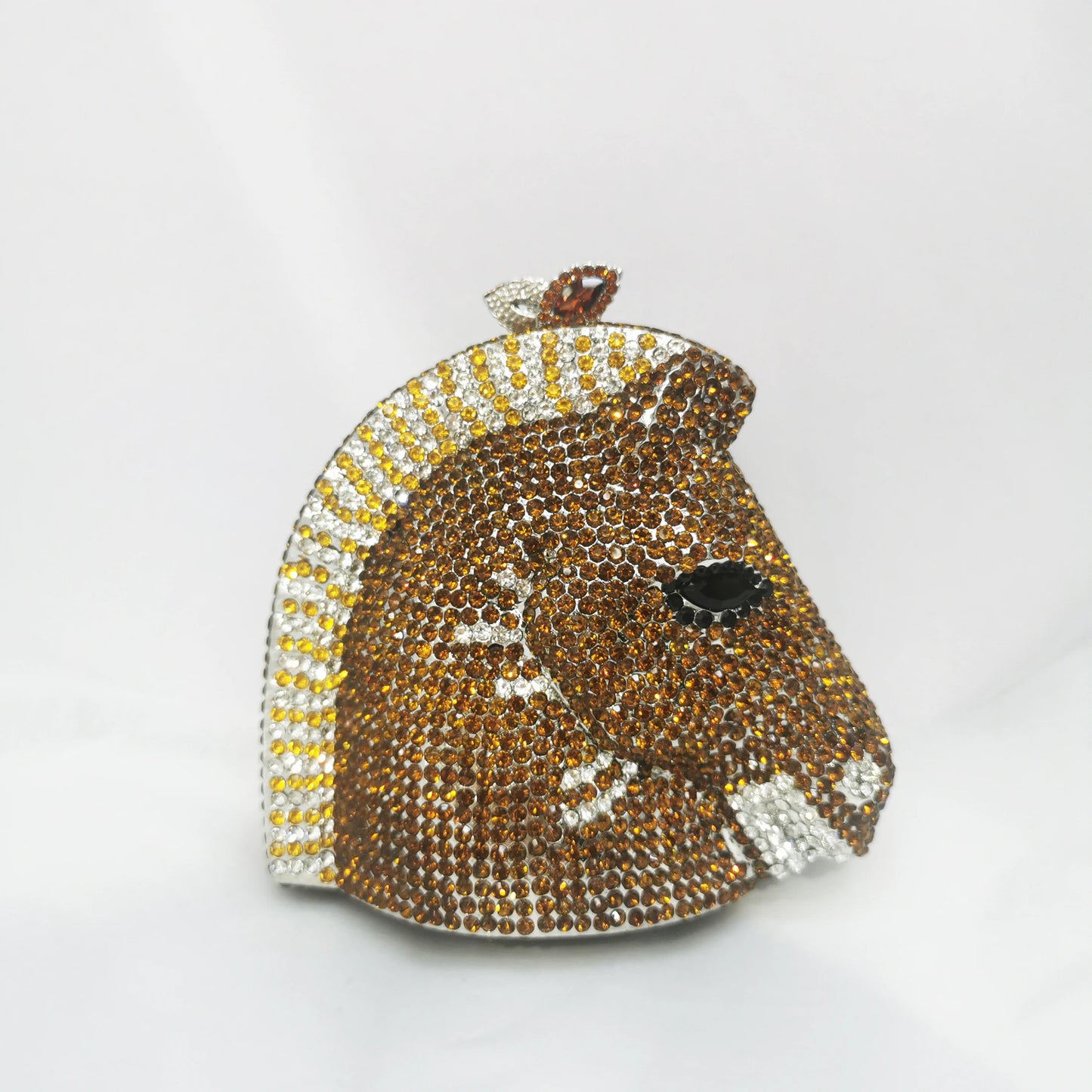 Cocktail Prom Horse Shape Diamond Woman Handbag Brown Crystal Wedding Bridal Party Evening Bag Dinner Banquet Female Stone Purse