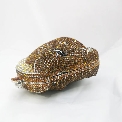 Cocktail Prom Horse Shape Diamond Woman Handbag Brown Crystal Wedding Bridal Party Evening Bag Dinner Banquet Female Stone Purse