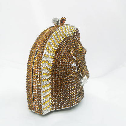 Cocktail Prom Horse Shape Diamond Woman Handbag Brown Crystal Wedding Bridal Party Evening Bag Dinner Banquet Female Stone Purse
