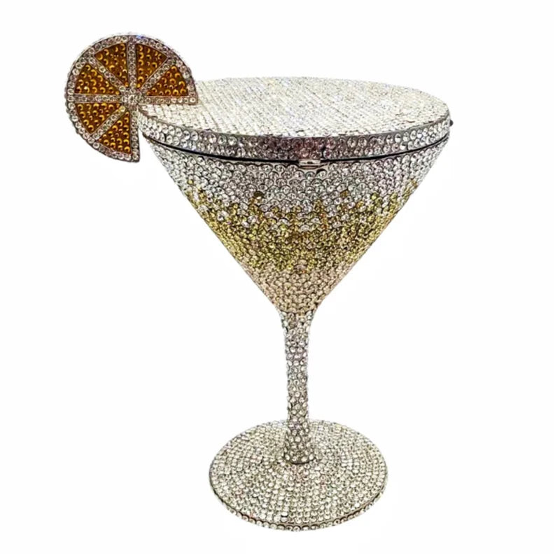 Cocktail glass styling jewel bag Rhinestones Clutches Formal Dinner Diamond Handbags Wedding Rhinestone Clutch Purse