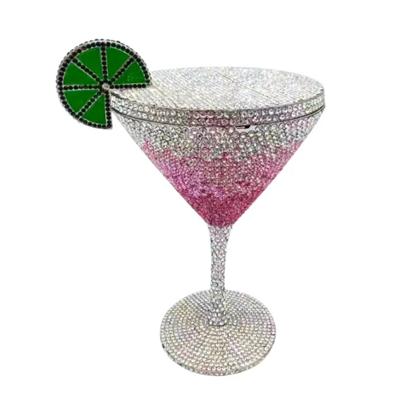 Cocktail glass styling jewel bag Rhinestones Clutches Formal Dinner Diamond Handbags Wedding Rhinestone Clutch Purse