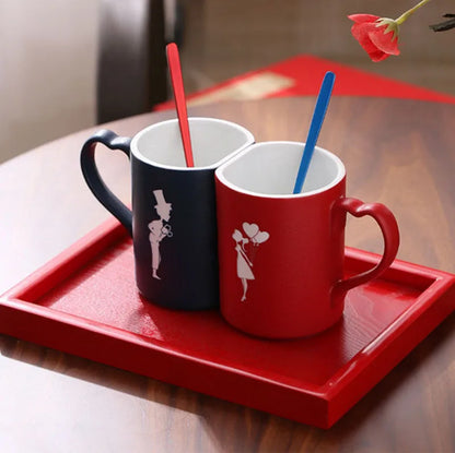 Coffee Couple Mug set, Unique Funny Tea Ceramic Cup Set for Bride and Groom, Matching Gift For Birthday Anniversary Wedding