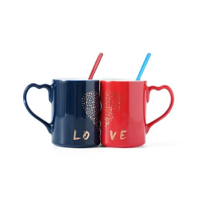 Coffee Couple Mug set, Unique Funny Tea Ceramic Cup Set for Bride and Groom, Matching Gift For Birthday Anniversary Wedding