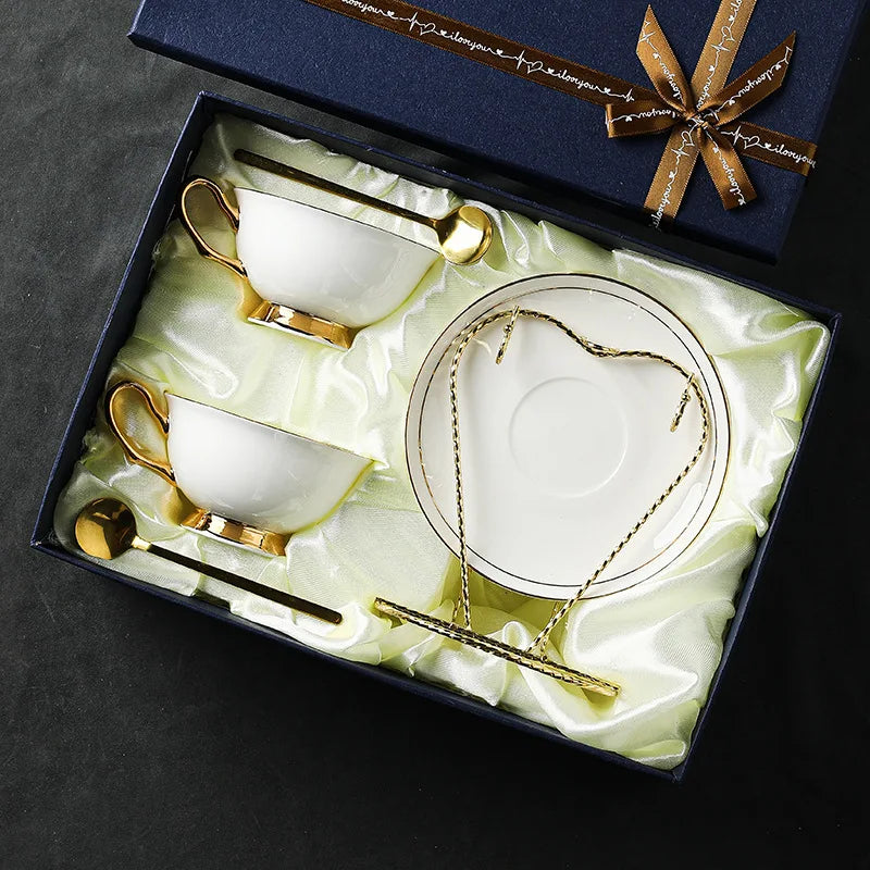 Coffee Cup European Luxury Simple Bone Porcelain Coffee Cup Set Modern Light Luxury British Tea Set Gift