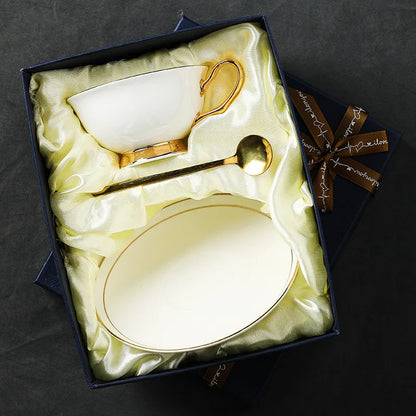 Coffee Cup European Luxury Simple Bone Porcelain Coffee Cup Set Modern Light Luxury British Tea Set Gift