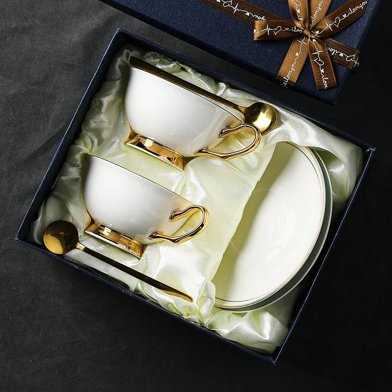 Coffee Cup European Luxury Simple Bone Porcelain Coffee Cup Set Modern Light Luxury British Tea Set Gift