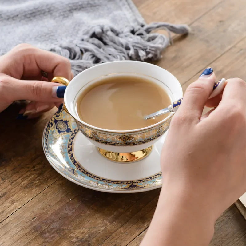 Coffee Cup Saucers British Wind Style High-Grade Bone China Coffee Cup And Saucer Retro European Afternoon Tea Cup Black Tea