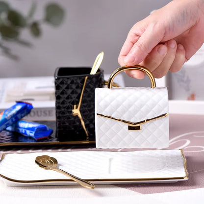 Coffee Cup Set Ceramic Purse Cup And Saucer High-Grade Household Cups Light Luxury Tea Set Creative Breakfast Tableware