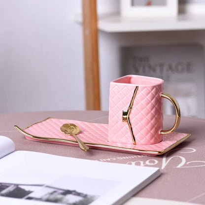 Coffee Cup Set Ceramic Purse Cup And Saucer High-Grade Household Cups Light Luxury Tea Set Creative Breakfast Tableware