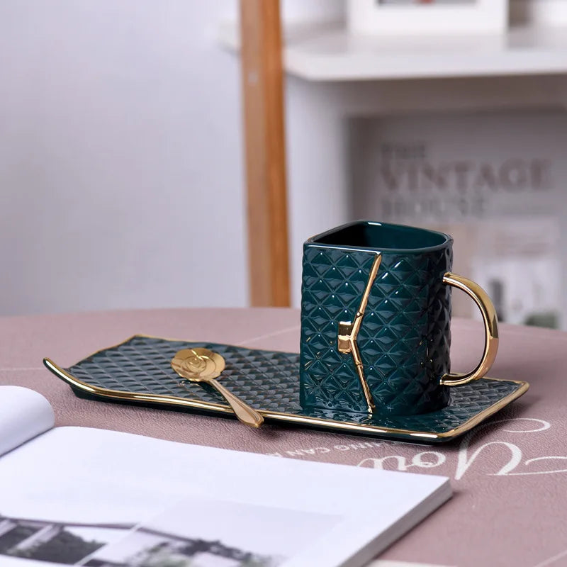 Coffee Cup Set Ceramic Purse Cup And Saucer High-Grade Household Cups Light Luxury Tea Set Creative Breakfast Tableware