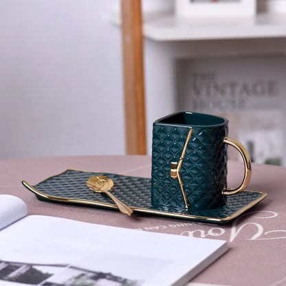 Coffee Cup Set Ceramic Purse Cup And Saucer High-Grade Household Cups Light Luxury Tea Set Creative Breakfast Tableware