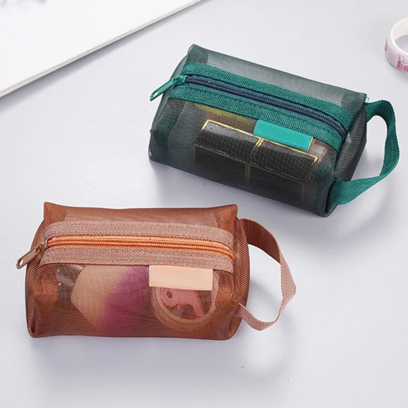 Coin Purse Mesh Wallet Solid Color Coin Bag for Women Small Key Bag Lipsticks Headset Zipper Wallet Holiday Gifts