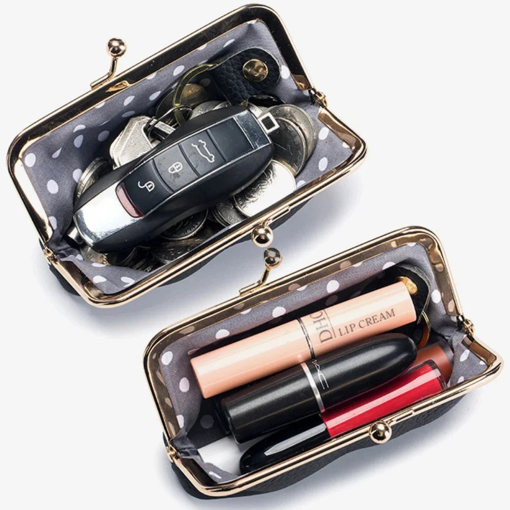 Coin Purse Mini Cowhide Small Clip Fashion Lipstick Storage Bag