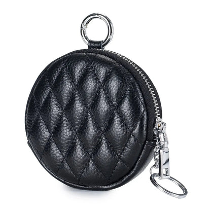 Coin Purse for Women Credit Card Cases Brand Diamond Lattice Money Organizers with Keychain Fashion Round Zipper Wallet