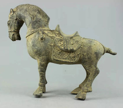 Colección decorado viejo trabajo manual bronce caballo escultura estatua curación decoración medicinal 100% latón bronce 20cm