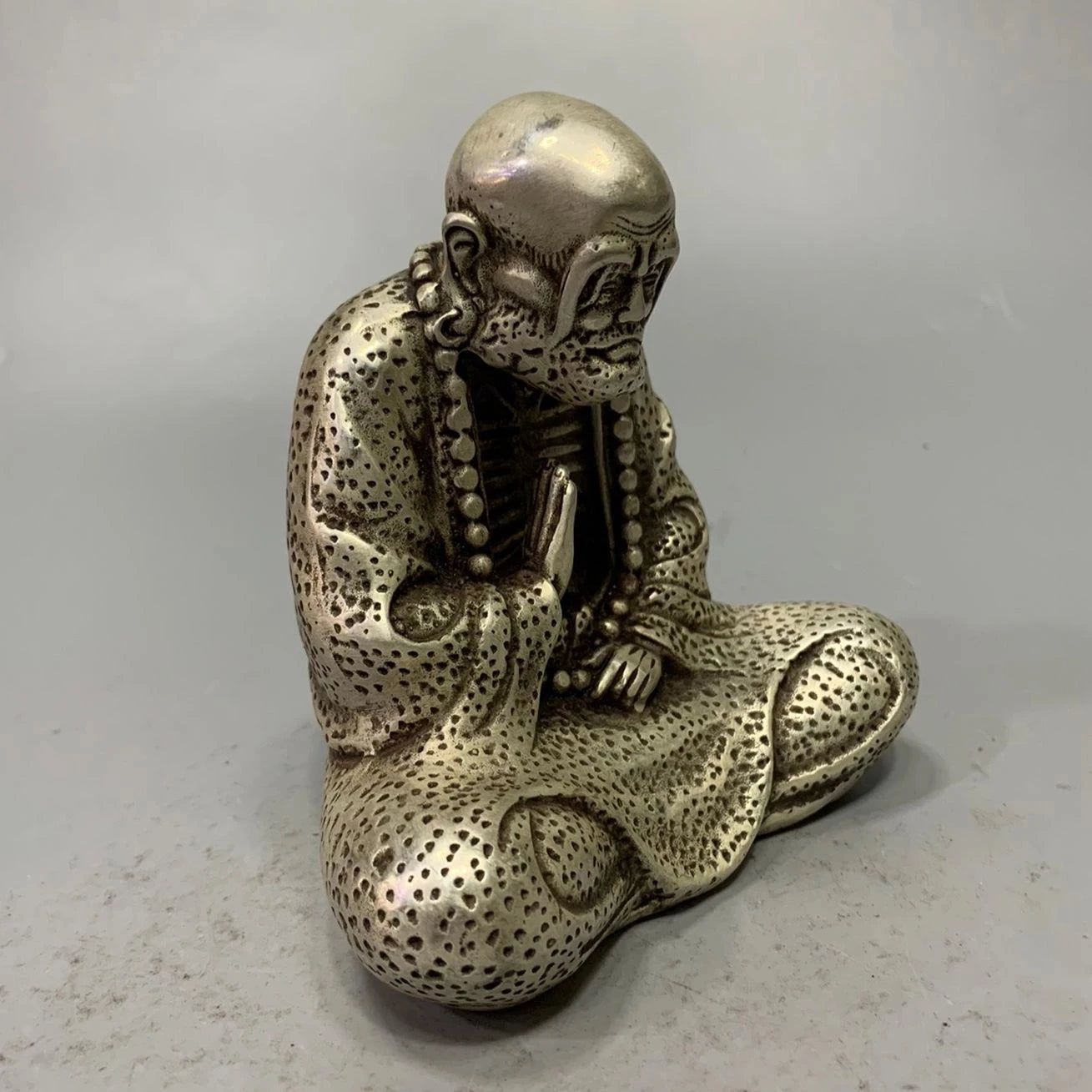 Collect China Fine Workmanship Tibetan Silver White Copper Sculpture‘Dharma Buddha’ Metal Crafts Home Decoration