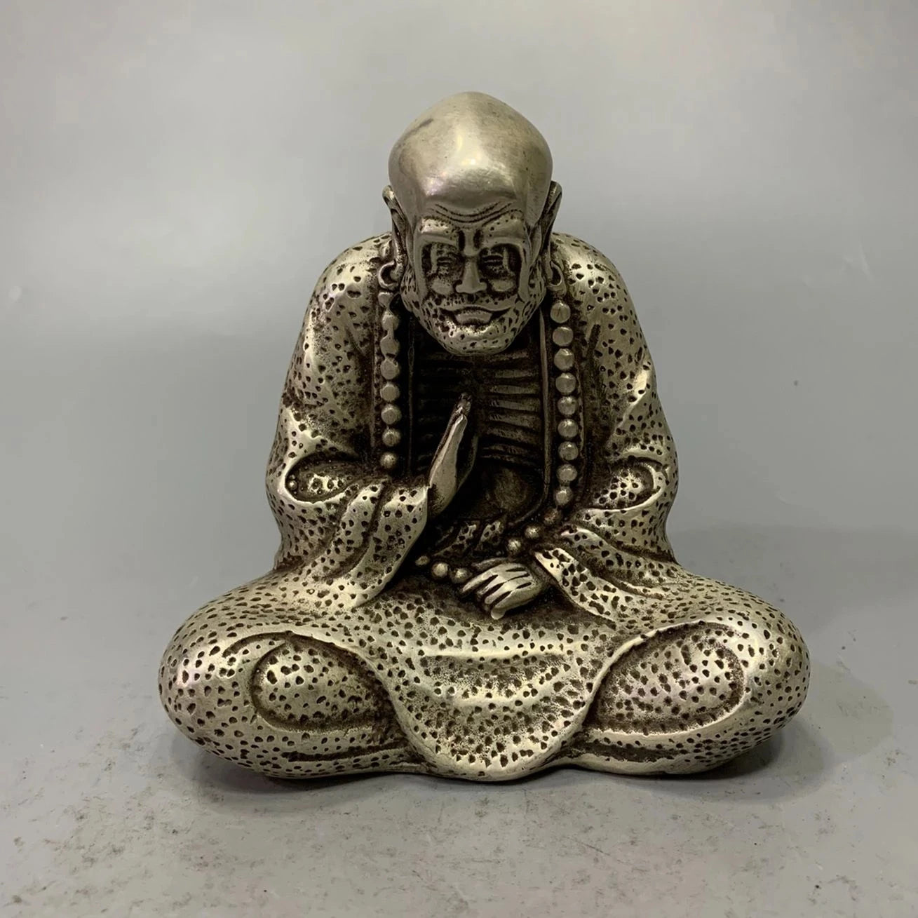 Collect China Fine Workmanship Tibetan Silver White Copper Sculpture‘Dharma Buddha’ Metal Crafts Home Decoration