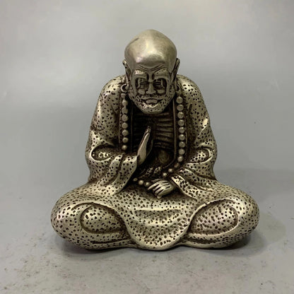 Collect China Fine Workmanship Tibetan Silver White Copper Sculpture‘Dharma Buddha’ Metal Crafts Home Decoration