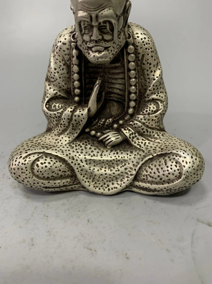 Collect China Fine Workmanship Tibetan Silver White Copper Sculpture‘Dharma Buddha’ Metal Crafts Home Decoration