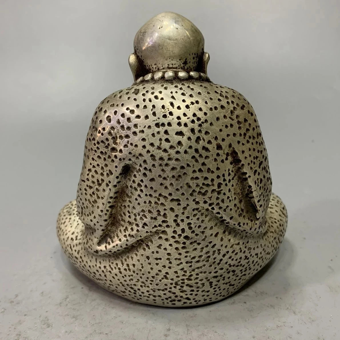 Collect China Fine Workmanship Tibetan Silver White Copper Sculpture‘Dharma Buddha’ Metal Crafts Home Decoration