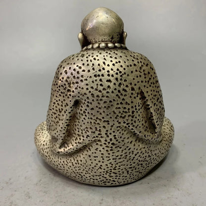 Collect China Fine Workmanship Tibetan Silver White Copper Sculpture‘Dharma Buddha’ Metal Crafts Home Decoration