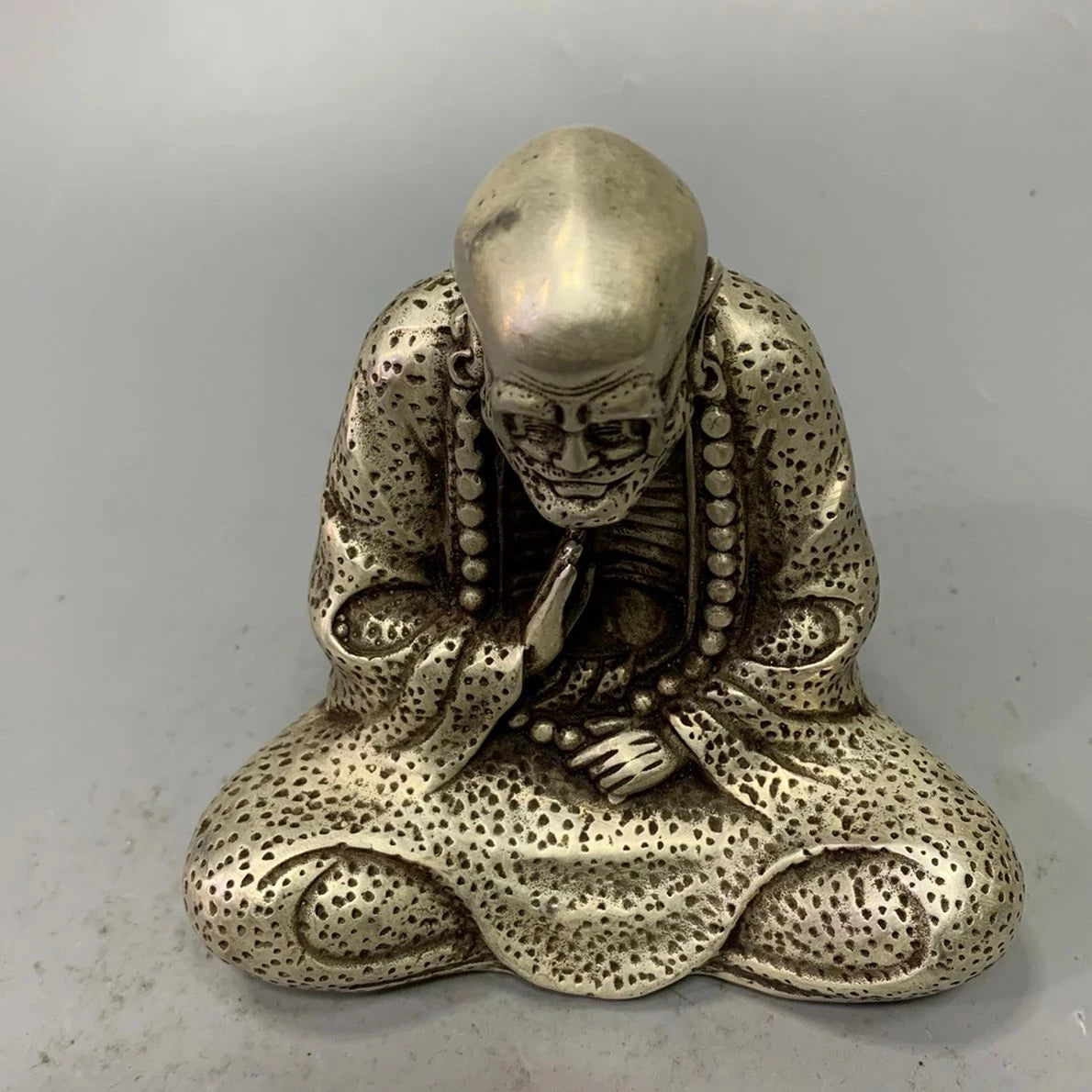 Collect China Fine Workmanship Tibetan Silver White Copper Sculpture‘Dharma Buddha’ Metal Crafts Home Decoration
