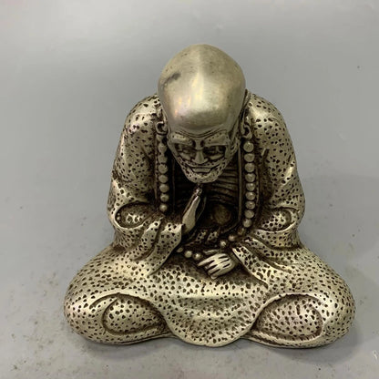 Collect China Fine Workmanship Tibetan Silver White Copper Sculpture‘Dharma Buddha’ Metal Crafts Home Decoration