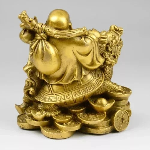 Collect Chinese Buddhism Red Bronze Laughing Maitreya Buddha Statue