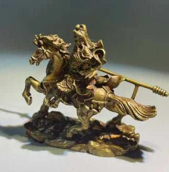 Collect Chinese Elaboration Brass Auspicious “ Guan Yu ”Statue Metal Crafts Home Decoration