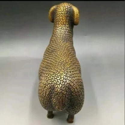 Collect Chinese Pastoral style Bronze Fengshui Twelve Zodiac Animal sheep Statue