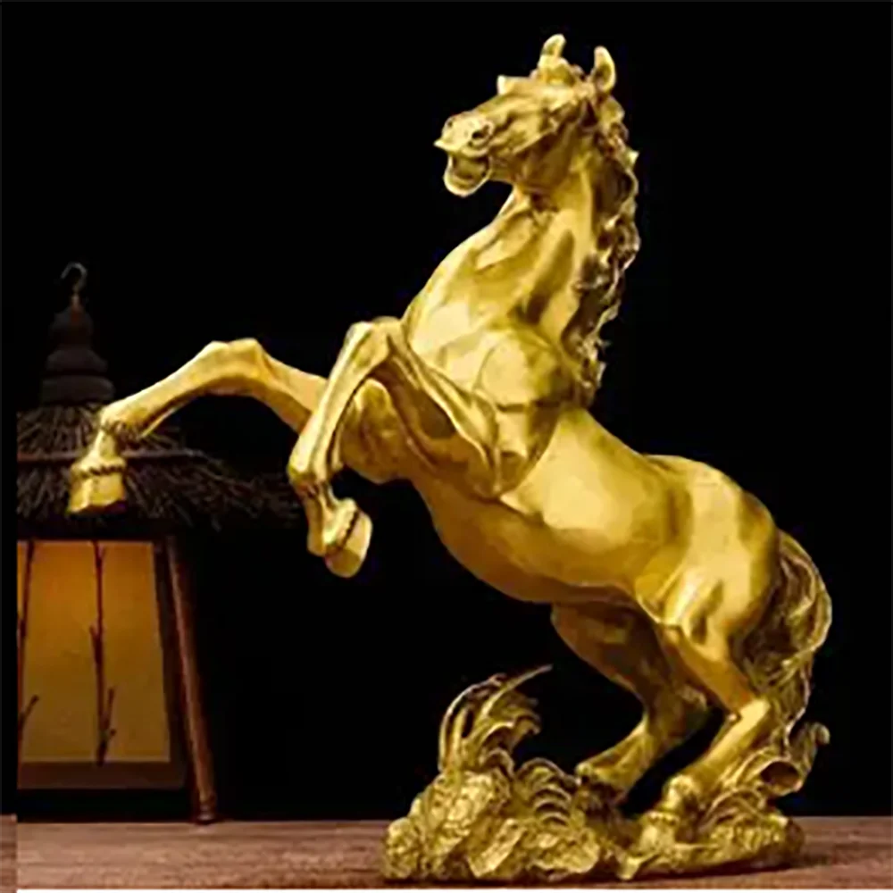 Collect Chinese fengshui old Bronze animal auspicious horse beast wealth Statue