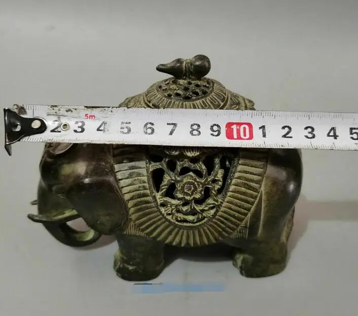 Collect Old Chinese Bronze Hand-carved Elephant Statue Incense burner