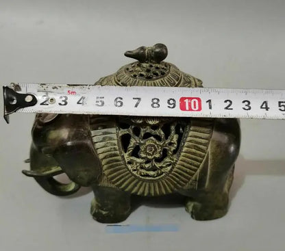 Collect Old Chinese Bronze Hand-carved Elephant Statue Incense burner