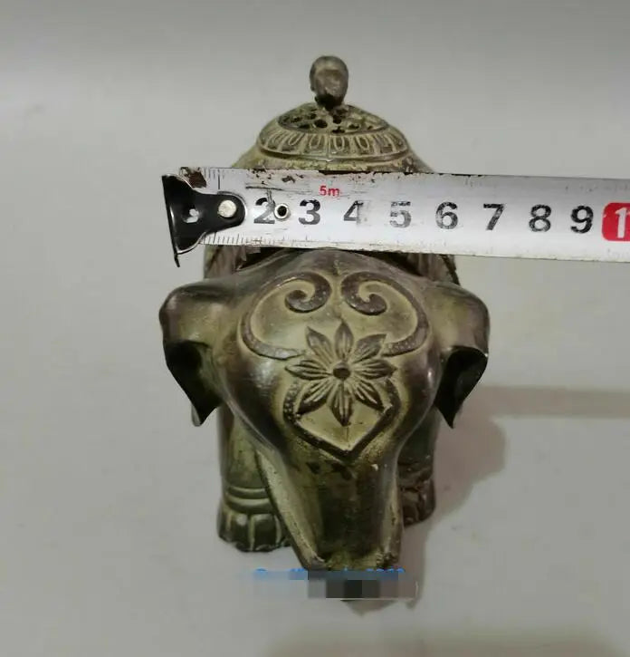 Collect Old Chinese Bronze Hand-carved Elephant Statue Incense burner