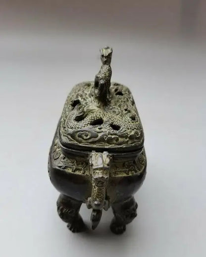 Collect Tibetan Old Chinese Bronze Hand Carved Dragon Incense Burner