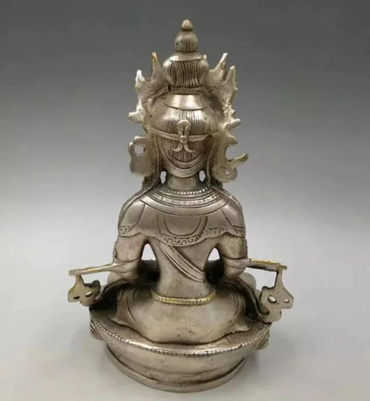 Collect archaize white copper handicraft king kong Buddha statue