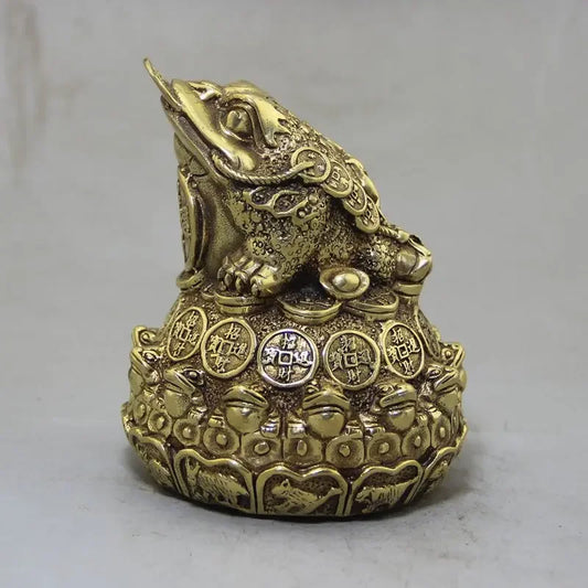 Collectable Chinese Brass Carved Animal Toad Money Coin Exquisite Statues
