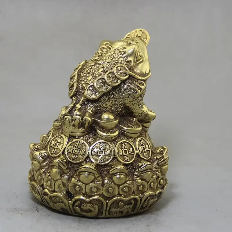 Collectable Chinese Brass Carved Animal Toad Money Coin Exquisite Statues