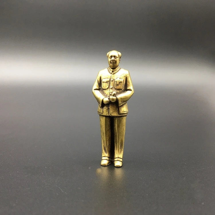 Collectable Chinese Brass Carved  Great Man Chairman Mao  Mao Zedong Exquisite Small Pendant Statues