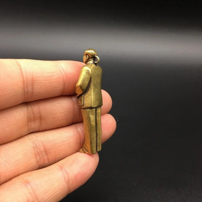 Collectable Chinese Brass Carved  Great Man Chairman Mao  Mao Zedong Exquisite Small Pendant Statues