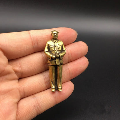 Collectable Chinese Brass Carved  Great Man Chairman Mao  Mao Zedong Exquisite Small Pendant Statues