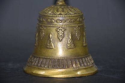 Collectable Chinese Brass Carved Tibetan Buddhism Copper Pestle Bell Exquisite Statue