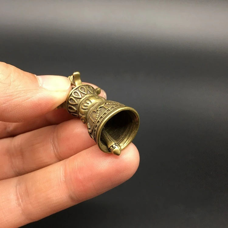Collectable Chinese Brass Carved Tibetan Buddhism Gold Copper Pestle Diamond Bell Exquisite Small Pendant Statue