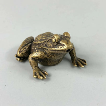 Collectible Chinese Old Antique Brass Handwork Story Frog Prince Rare Statue