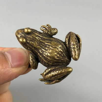 Collectible Chinese Old Antique Brass Handwork Story Frog Prince Rare Statue