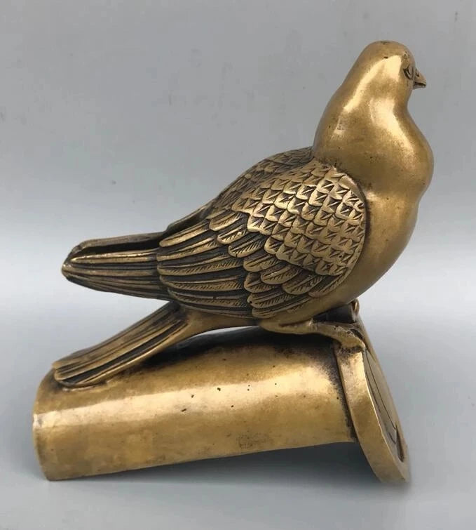 Collectible Decorate Chinese brass Handwork Carved Bird Statue