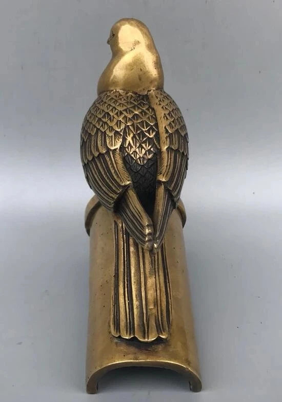 Collectible Decorate Chinese brass Handwork Carved Bird Statue