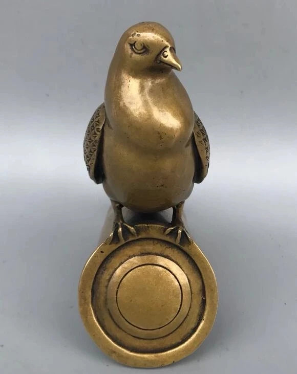 Collectible Decorate Chinese brass Handwork Carved Bird Statue