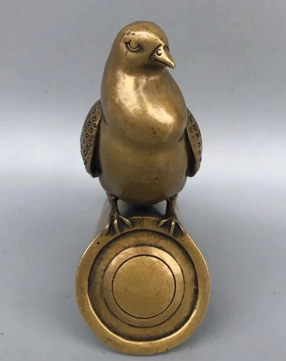 Collectible Decorate Chinese brass Handwork Carved Bird Statue